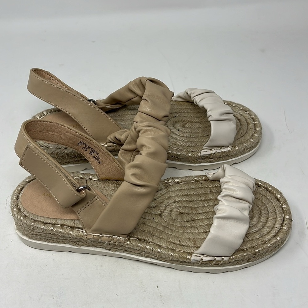 AMERICAN EAGLE ESPADRILLE WEDGE SANDAL VELCRO SLING BACK SOFT VEGAN LEATHER SZ 7 - Picture 6 of 14